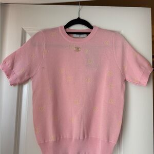 Pink Short Sleeve Knit Top size Medium (no brand)